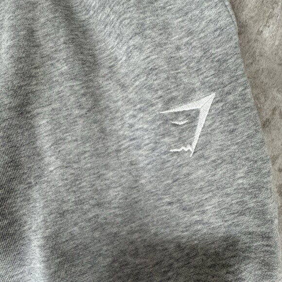 Gym Shark Joggers Mens M Grey Cotton Sweatpants White Logo - Picture 5 of 11